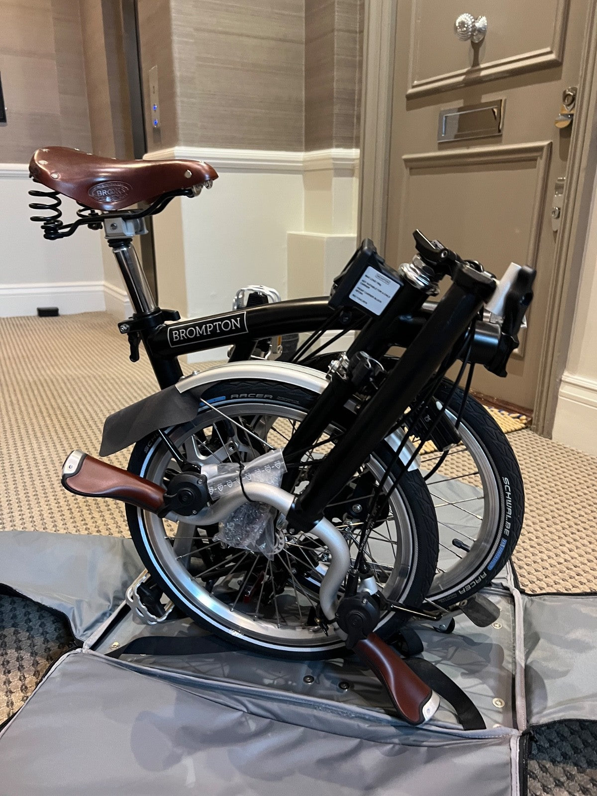 Black Brompton Folding Bike - 2019 M-Type, 6-Speed - Excellent Condition