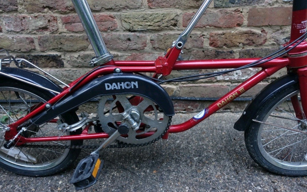 Pair Vintage DAHON III Folding Bikes E203 3-Speed Retro Red Camper Caravan Boat