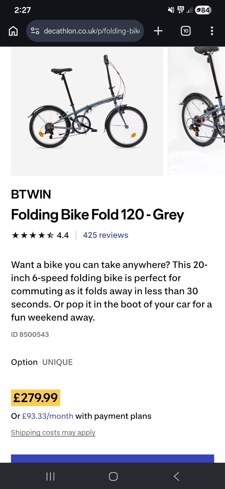 Folding Bike Grey – Decathlon BTWIN Tilt 120 – Commuting –  Summer ☀️