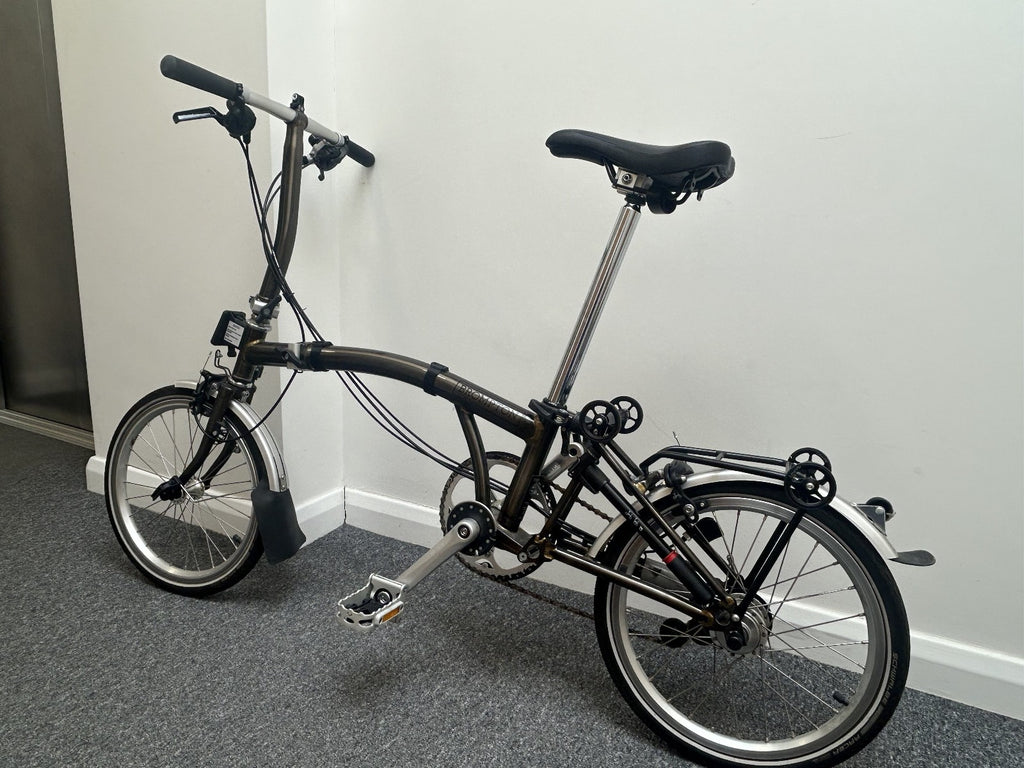 Used Brompton S6L Raw Lacquer 6 Speed Folding Bike with Rear Rack