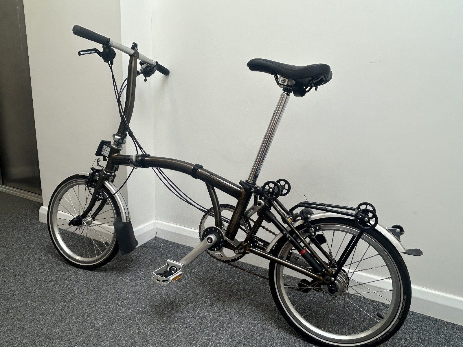 Used Brompton S6L Raw Lacquer 6 Speed Folding Bike with Rear Rack