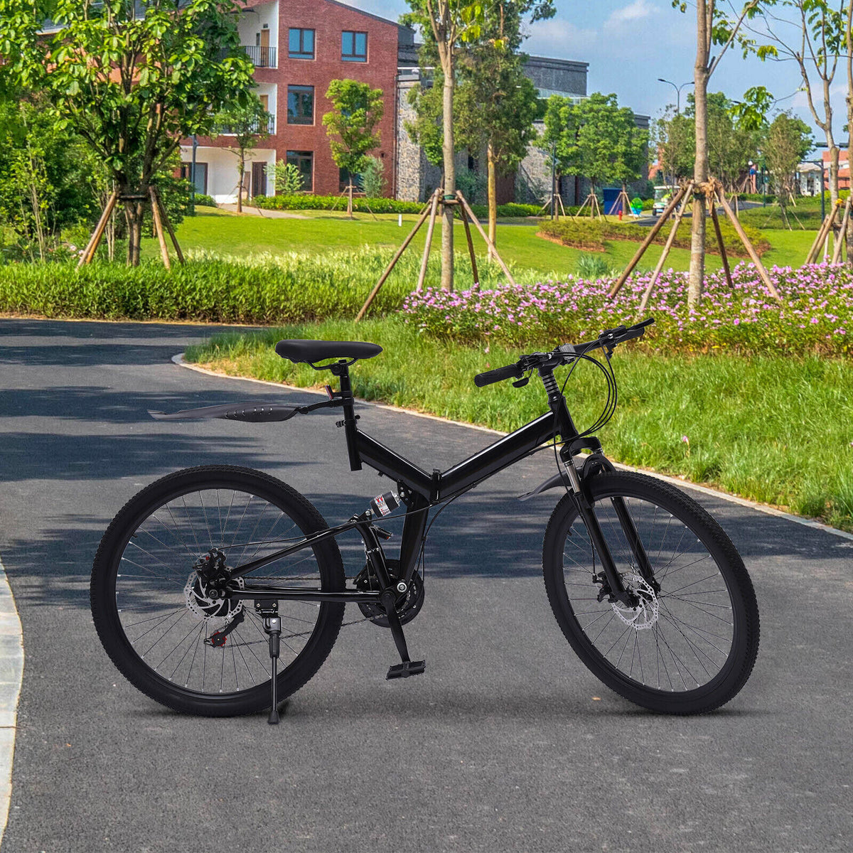 26" 21-Speed Folding Mountain Bike Foldable Bicycle Disc Brake Mountain Bike NEW