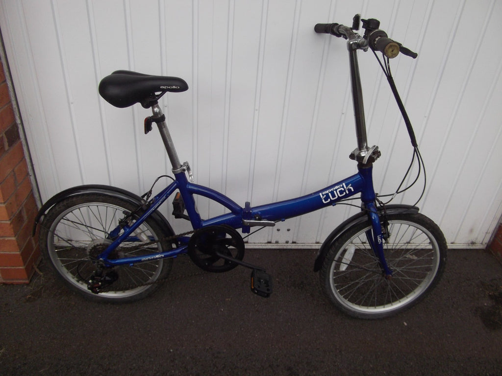 Apollo Tuck Folding Bike 20in Blue 6-Speed V-Brake Kickstand
