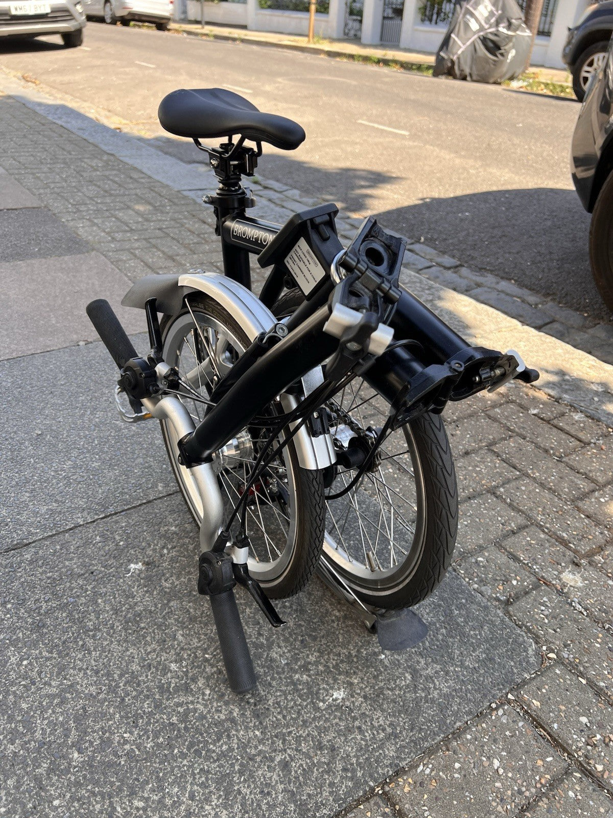 Brompton 16in Folding Bike Black/Silver, Mudguards; 6 speed, c2020 C-Line
