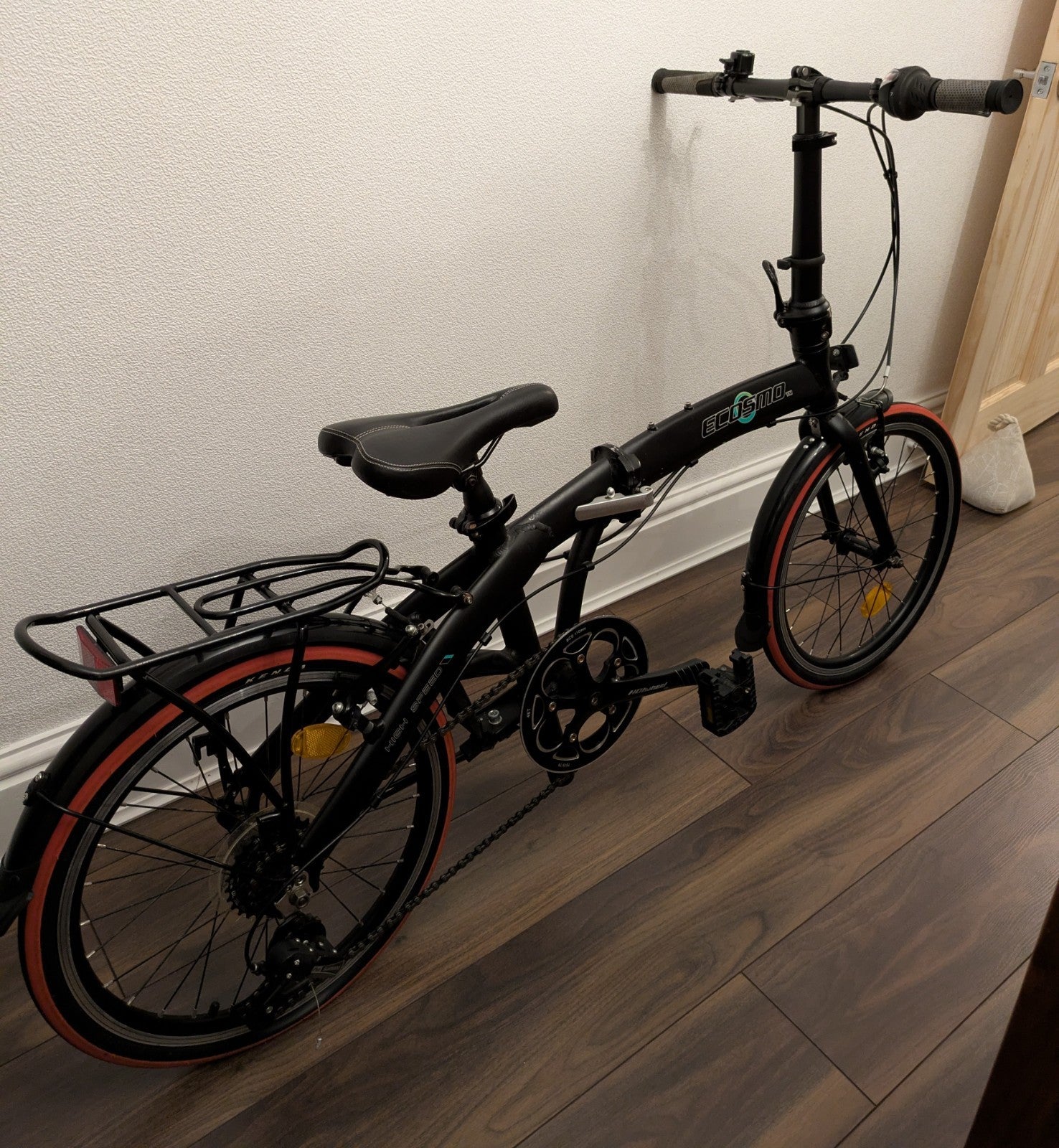 Ecosmo Alloy Folding City Bicycle (20 inch) Black,7 Speed SHIMANO -20AF09BL