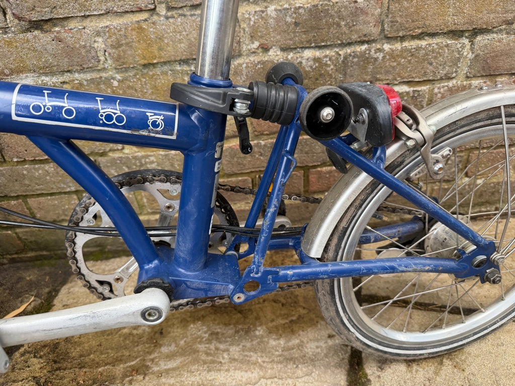 Brompton P3L blue folding bike 3 speed in good working order
