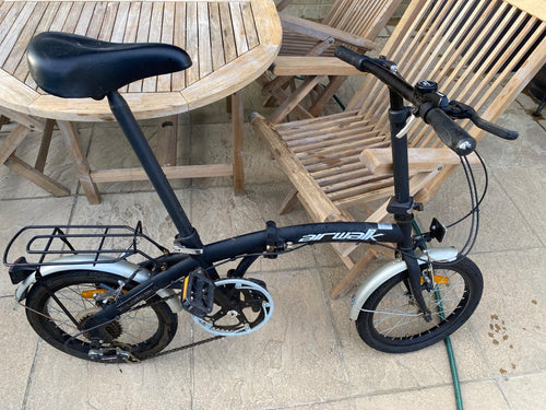 Airwalk Folding Bike 16in Black with Rear Rack Mudguards
