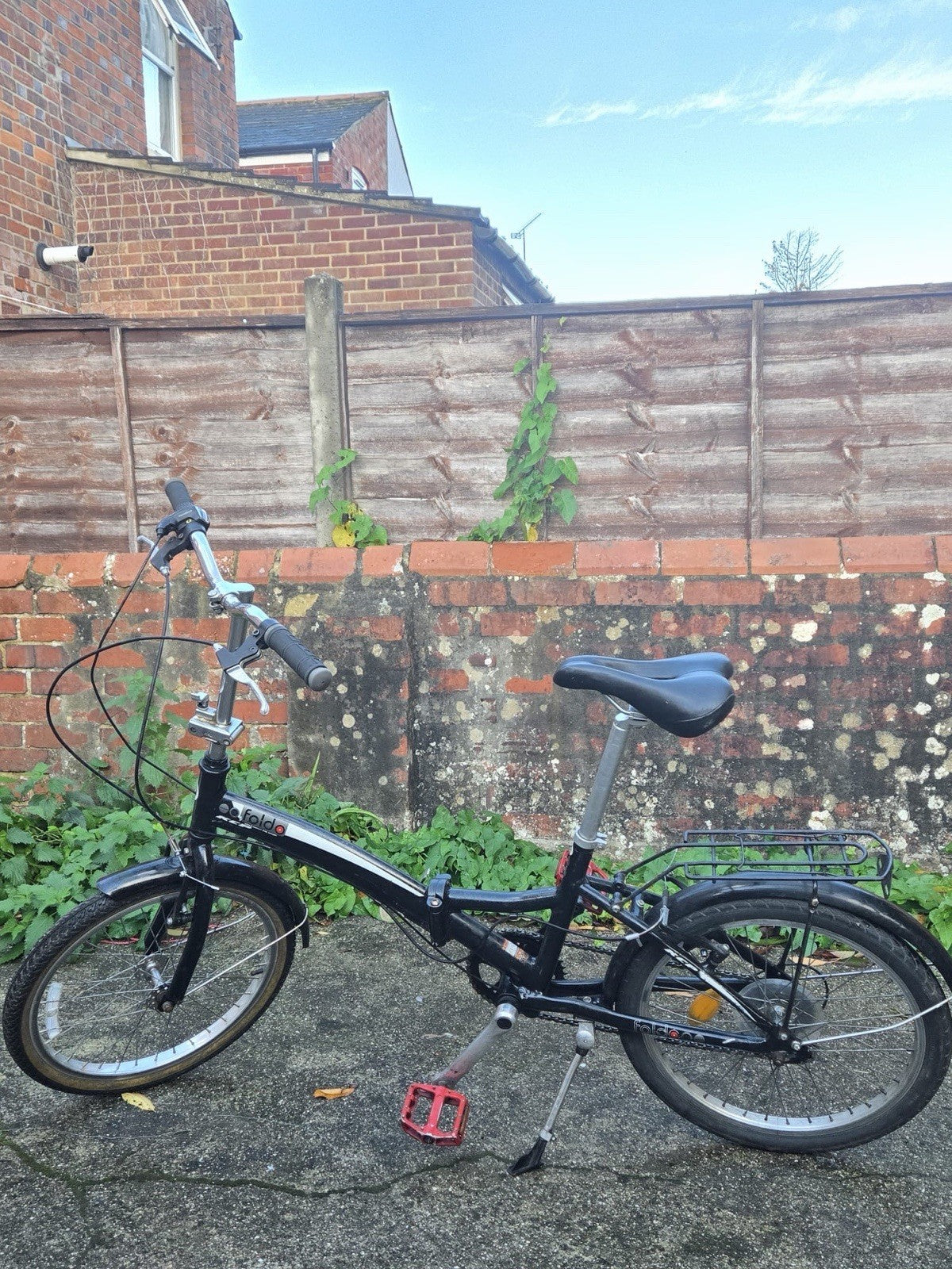 KCP Foldo 20" Wheel Folding Commuter Bicycle – Black, 6-Speed with Rear Rack