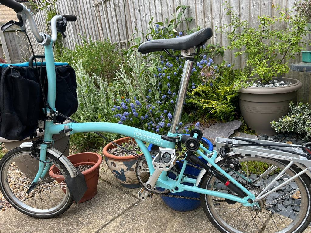 Brompton B75 16" Folding Bike - Blue with C bag and luggage rack