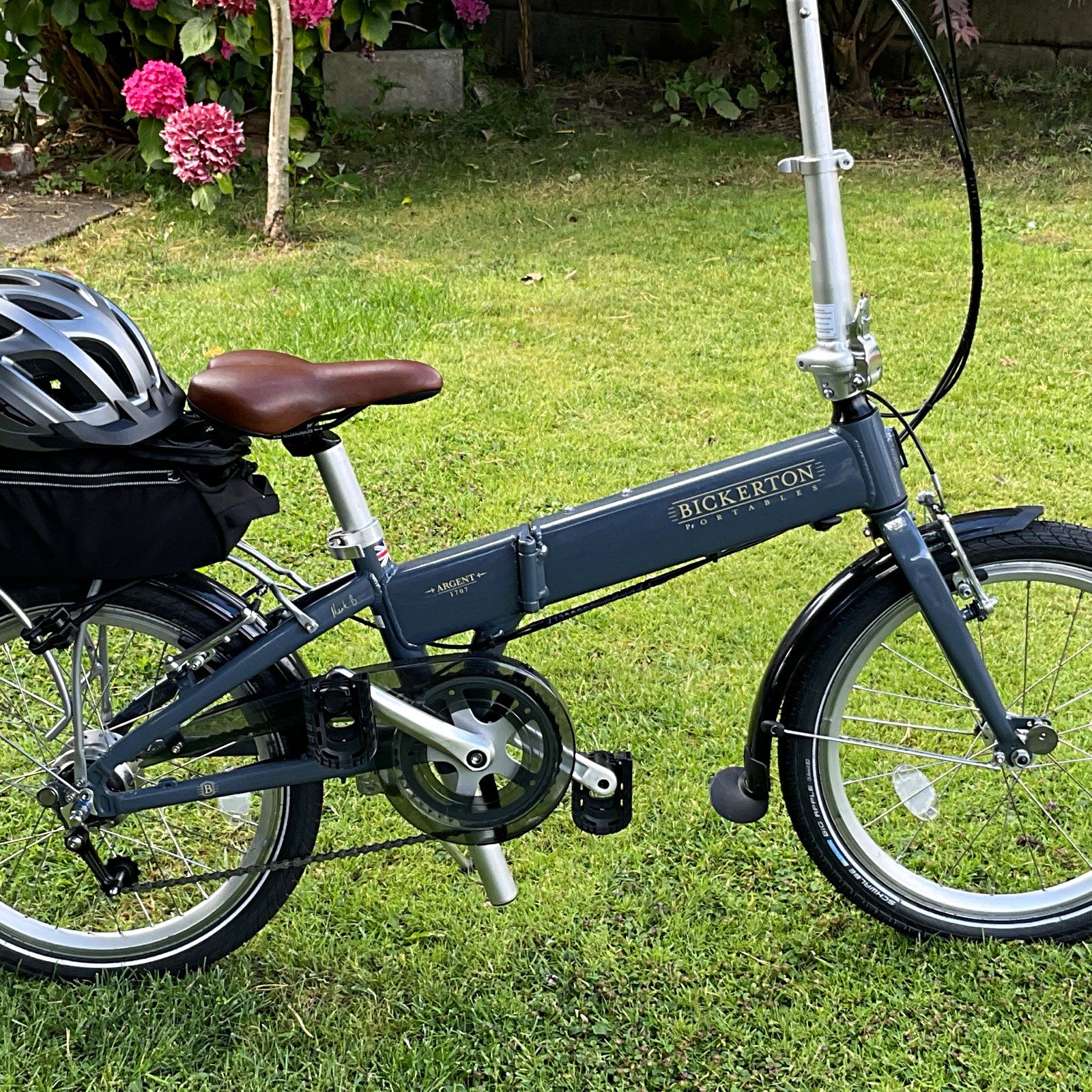 Bickerton Argent 1707 Folding Bike 16in Grey with Mudguards Rear Rack