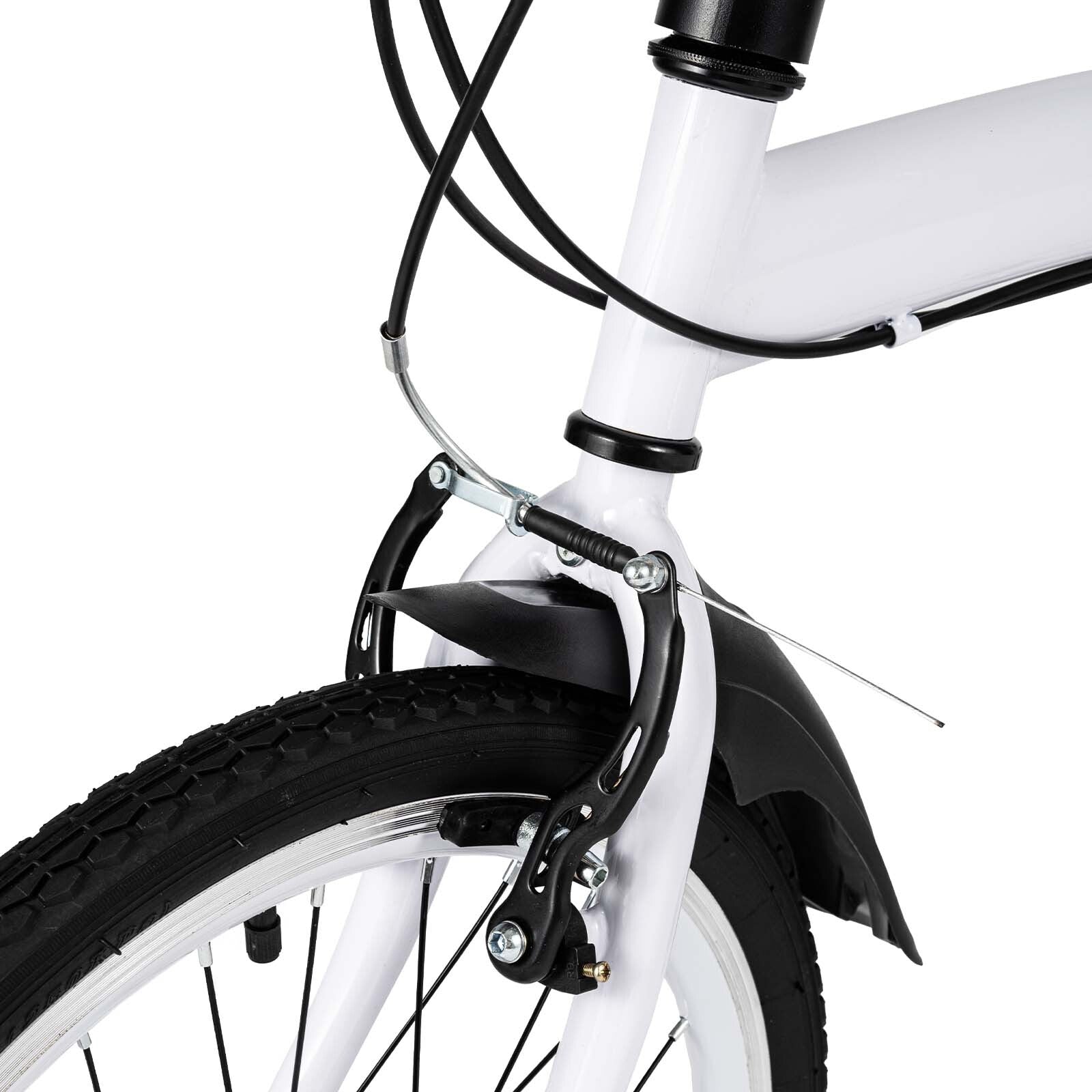 White Folding Bike Foldable City Bike for Adult 20" Commute Bicycle 6 Speed Gear