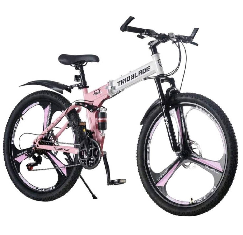 24"-27.5"Folding Mountain Bike 21Speed Full Suspension Bicycle For Men WomenGift
