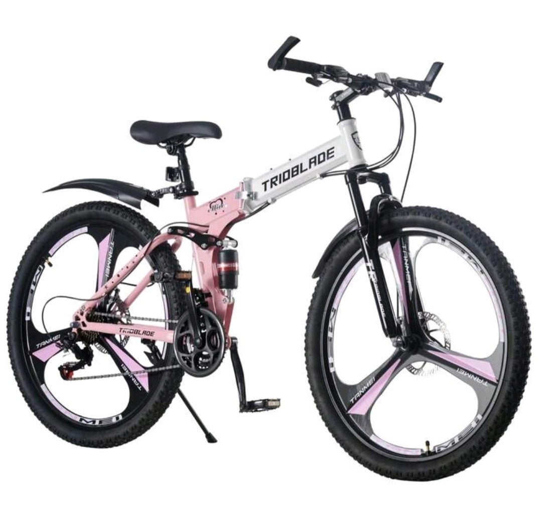 24"-27.5"Folding Mountain Bike 21Speed Full Suspension Bicycle For Men WomenGift
