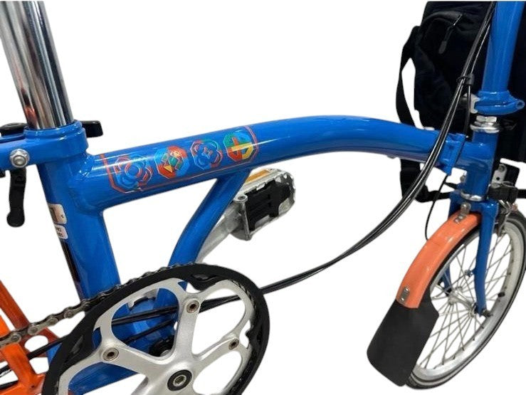 Brompton Barcelona Edition S6L (6 Speed) folding bicycle - Gloss Blue & Orange