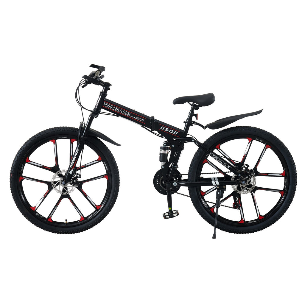 Folding Mountain Bike 27.5Inch Bikes 21 Speed Full Suspension Bicycle Men Women