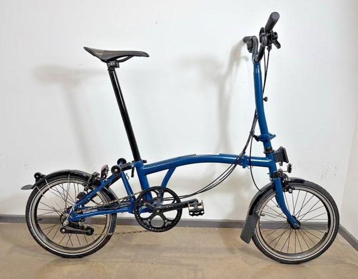 Brompton C Line 6 Speed 2023 High Handlebar Folding Bike - Ocean Blue