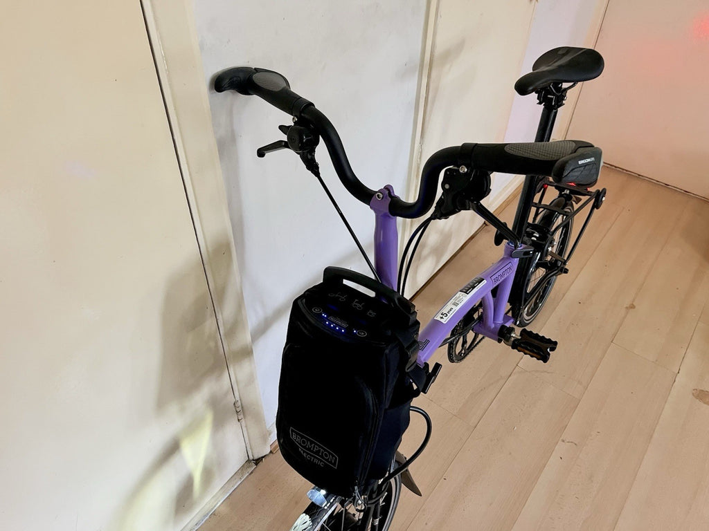 Brompton M4L Electric P-Line 4-Speed Mid-Folding Bike Pop Lilac