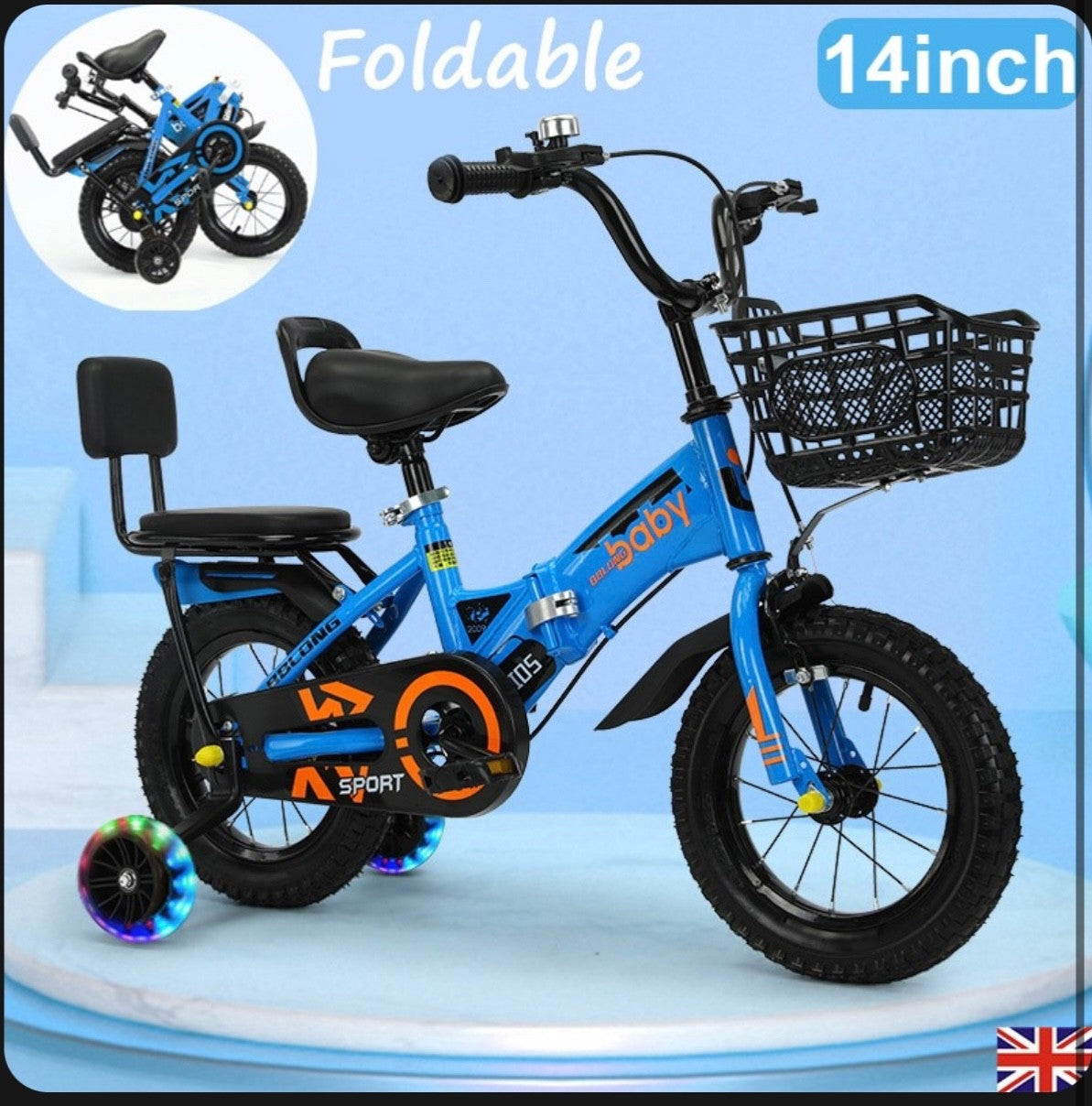 14inch Kids Bike Bicycle Children Boys Foldable Cycle Removable Stabiliser UK