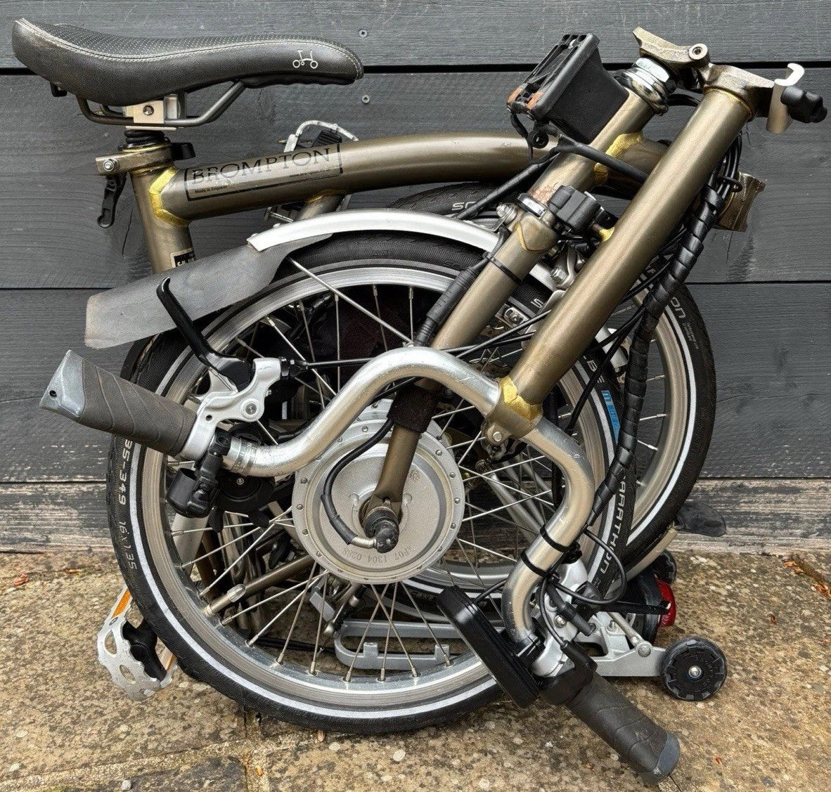 Brompton M3L Folding Bicycle + Assist in Raw Lacquer - Only Light Leisure Use