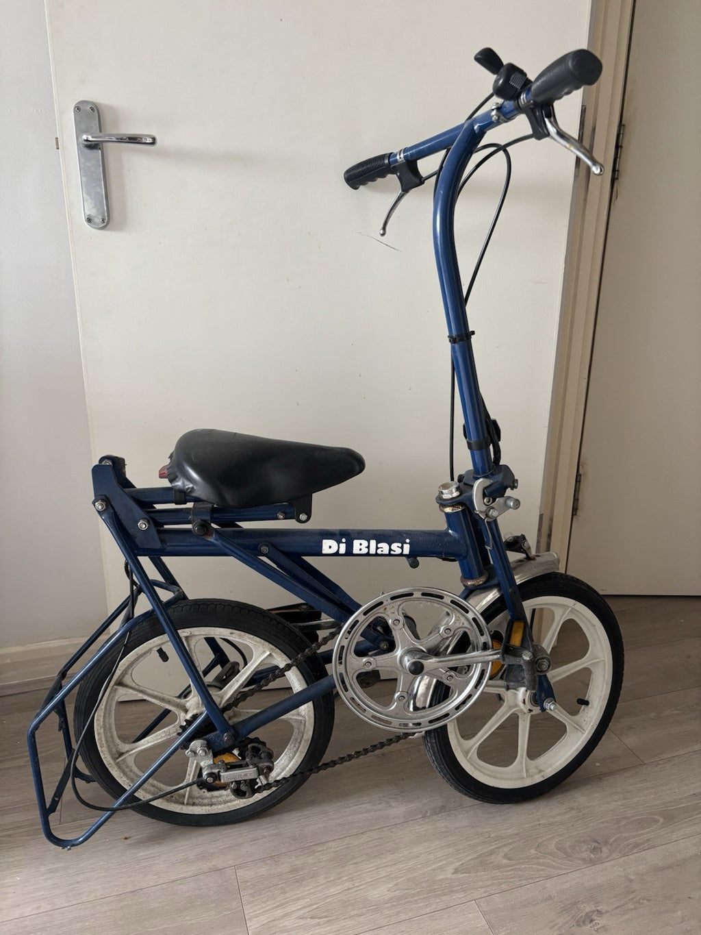 Di Blasi Folding Bike 16in Blue with Rear Rack, & Caliper Brakes