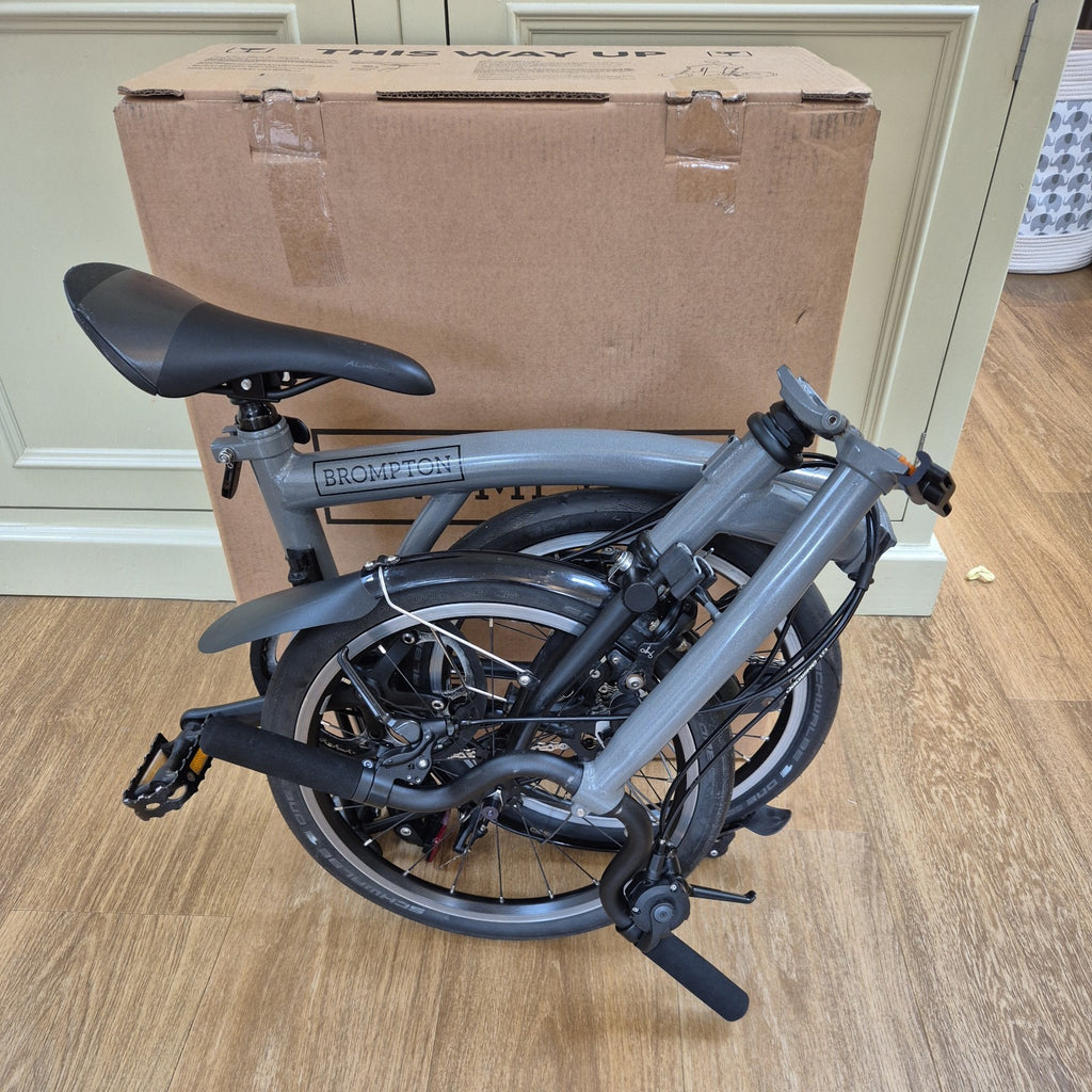 Brompton P Line 4 Speed Titanium Folding Bike Silver Black