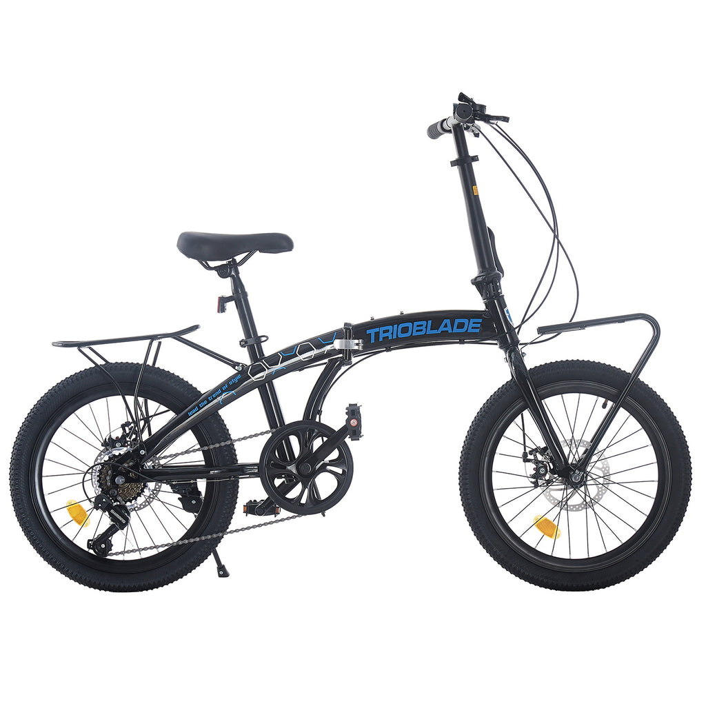 Folding Bicycle 20 Inch Bikes for Adults 7-Speed Variable City Bicycle with Rack