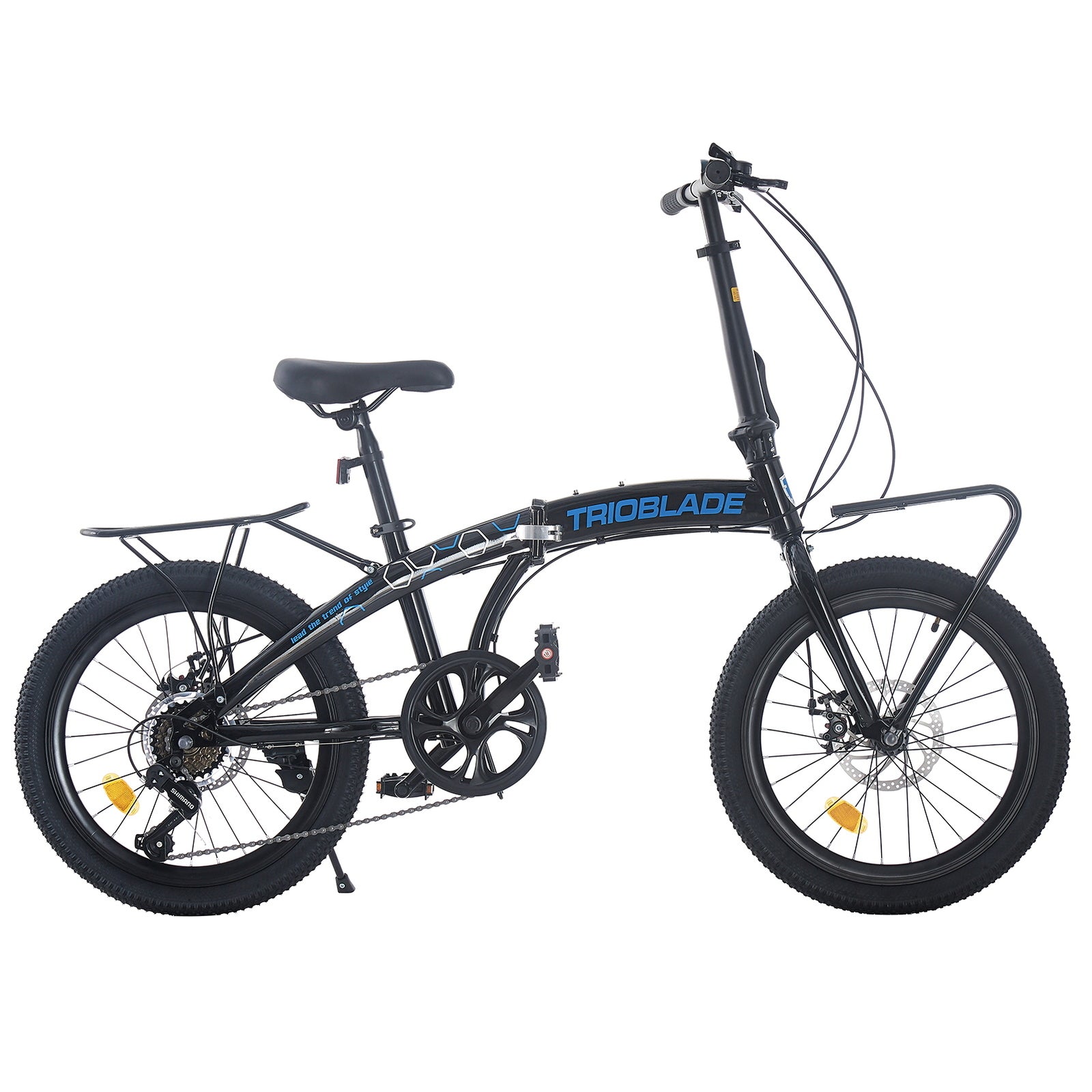 Folding Bicycle 20 Inch Bikes for Adults 7-Speed Variable City Bicycle with Rack