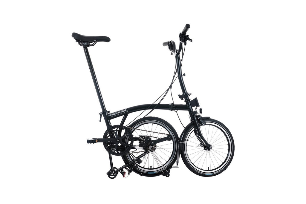 Brompton C Line 2025 - 4 Speed - Black Folding Bike with Mid handlebar