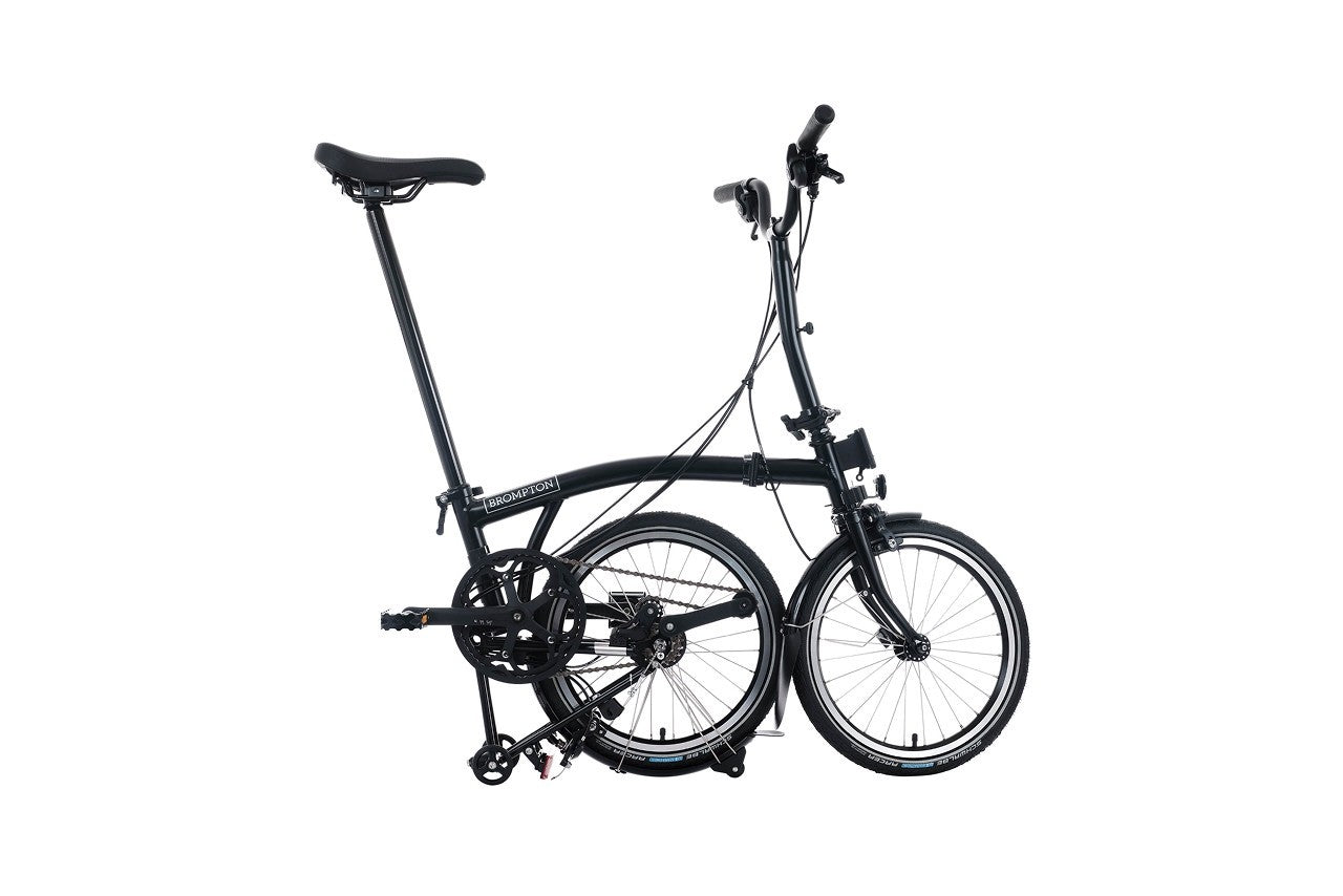 Brompton C Line 2025 - 4 Speed - Black Folding Bike with Mid handlebar