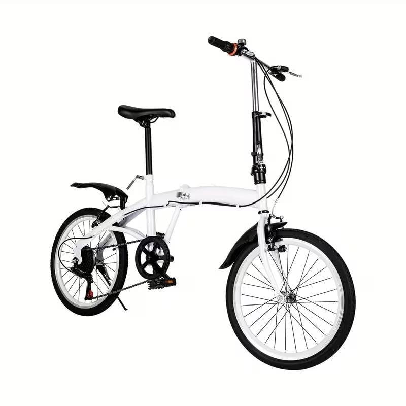 20" Folding Bike – 6 Speed, Lightweight, Portable – White