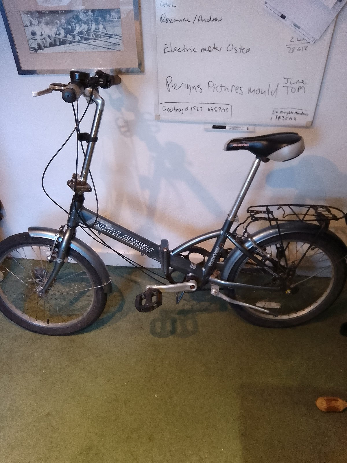 folding bike raleigh with lock and lights