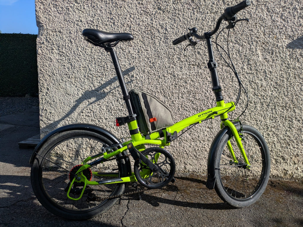 B'TWIN Tilt 500 20in Folding Bike Aluminium 7-Speed Derailleur Green V-Brake