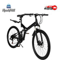 26" Folding Mountain Bike 21 Speed Dual Disc Brake Adjustable Adult Bicycle Blac