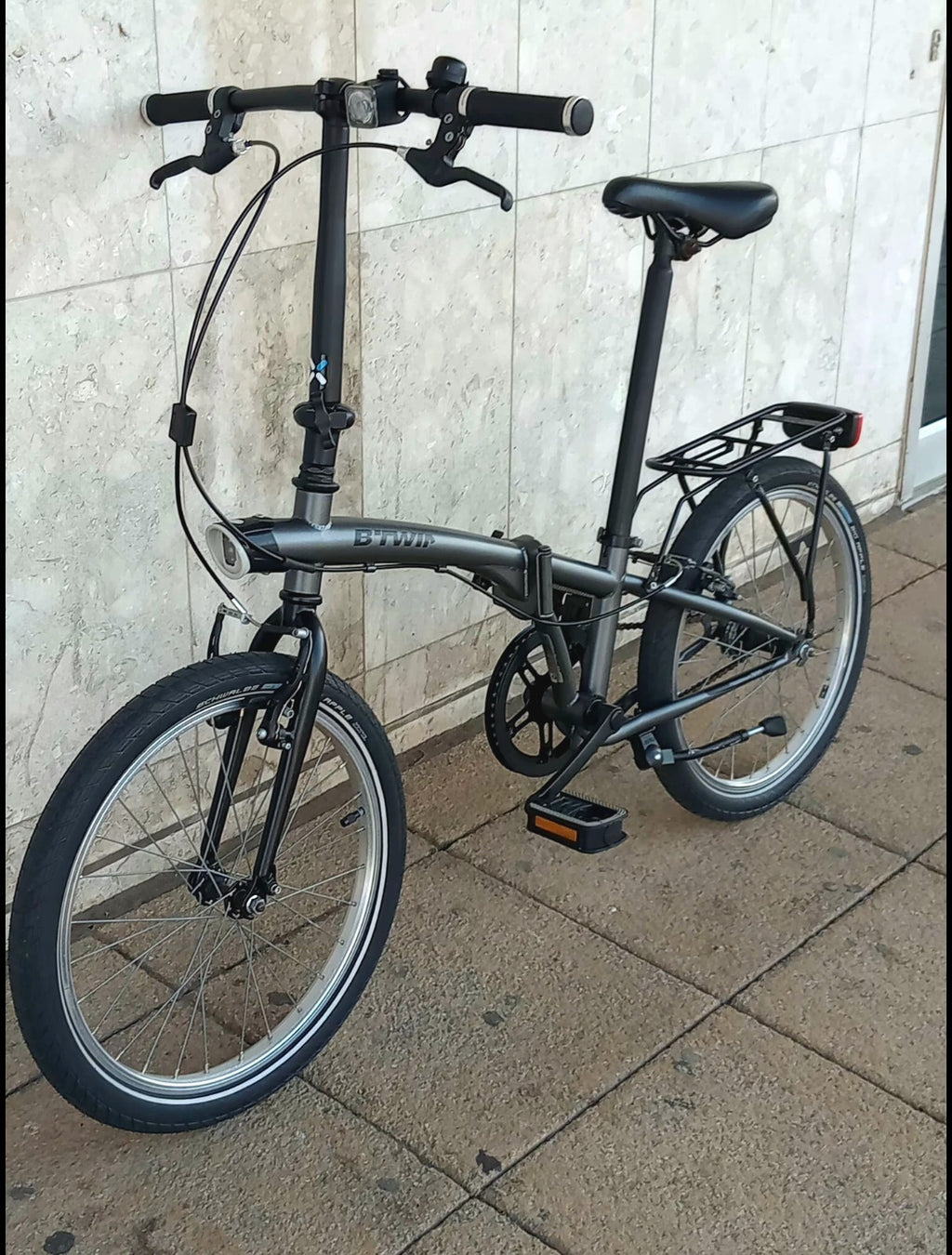 b twin 500 folding bike Used Once Perfect Condition (Gun Metal Grey Color)