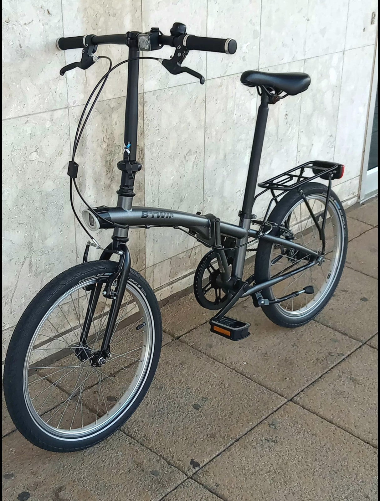 b twin 500 folding bike Used Once Perfect Condition (Gun Metal Grey Color)