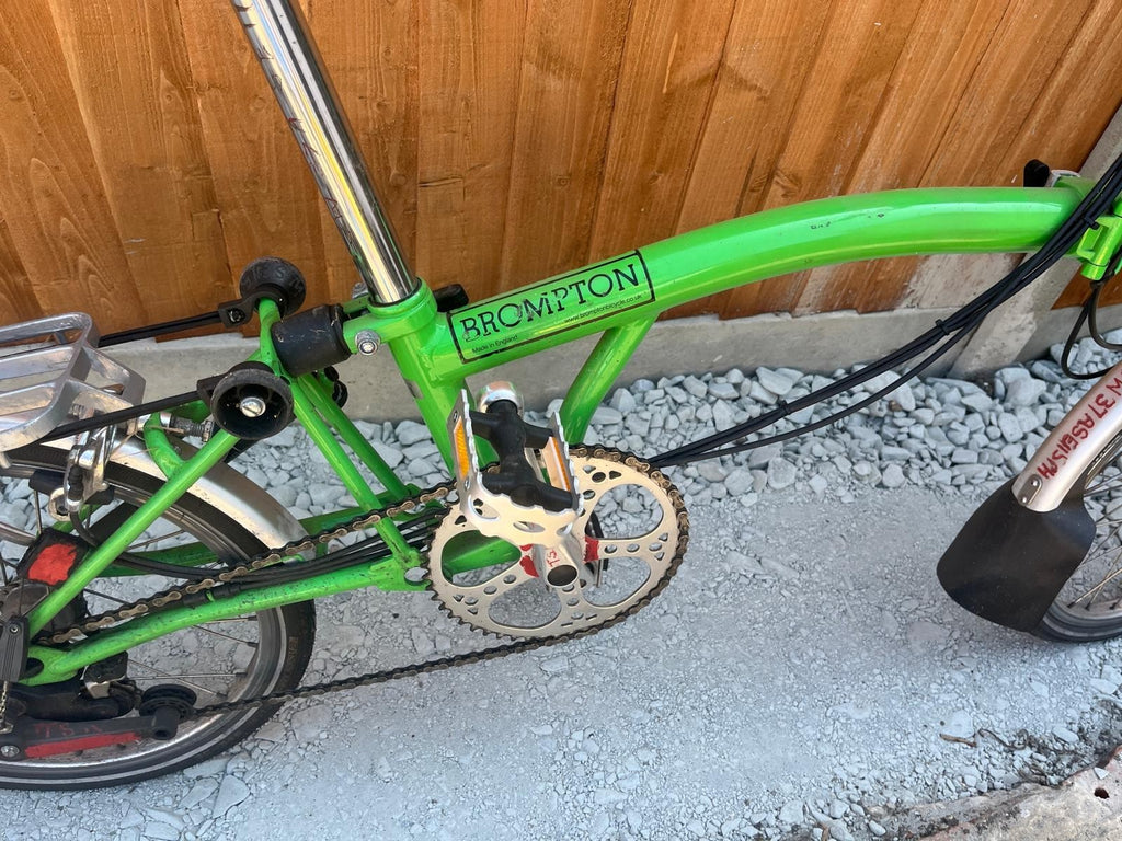 Brompton 6-Speed, Green with Rack and Extended Seat Post, dynamo lights