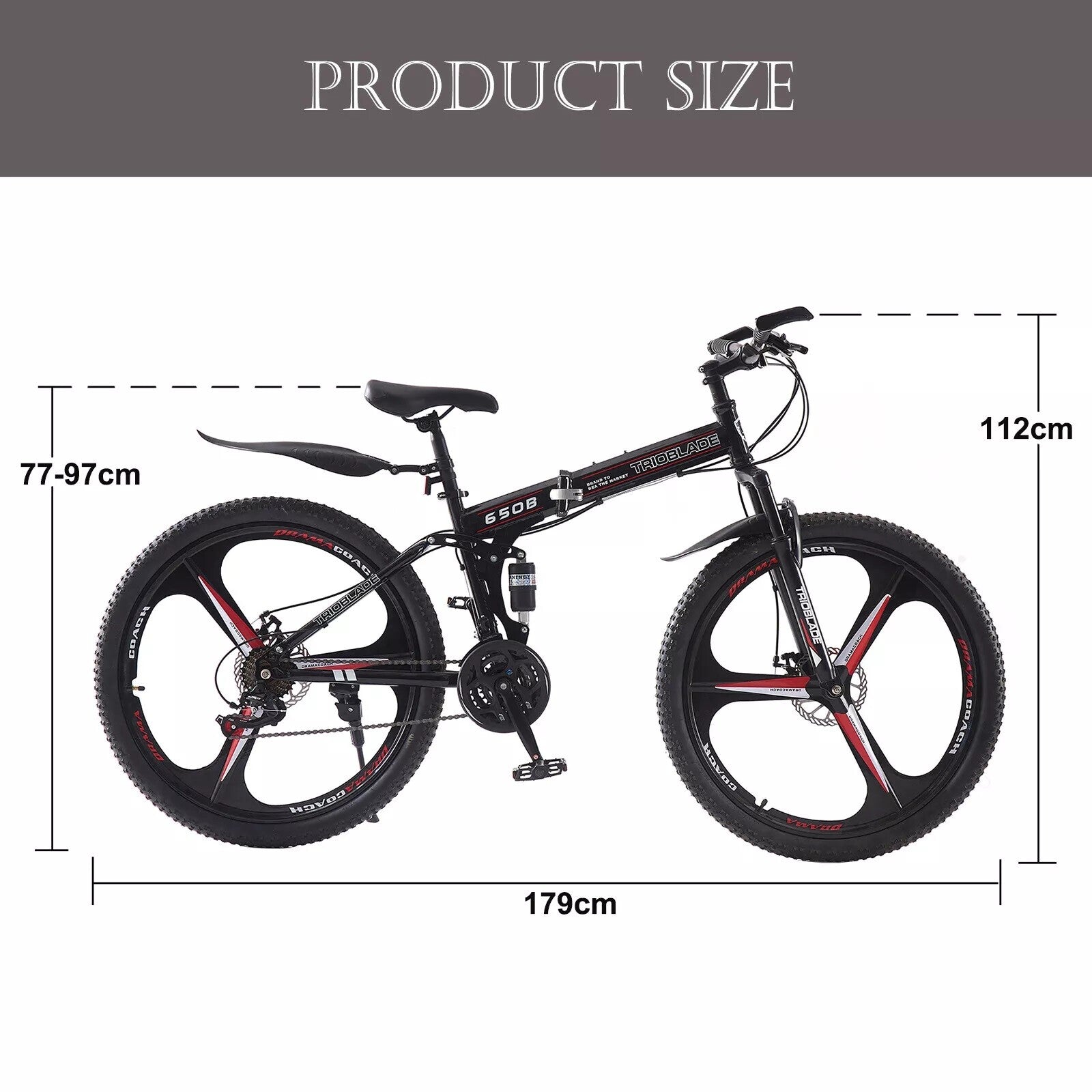 Folding Mountain Bike 26 Inch Wheel 21 Speed Full Suspension Bicycle