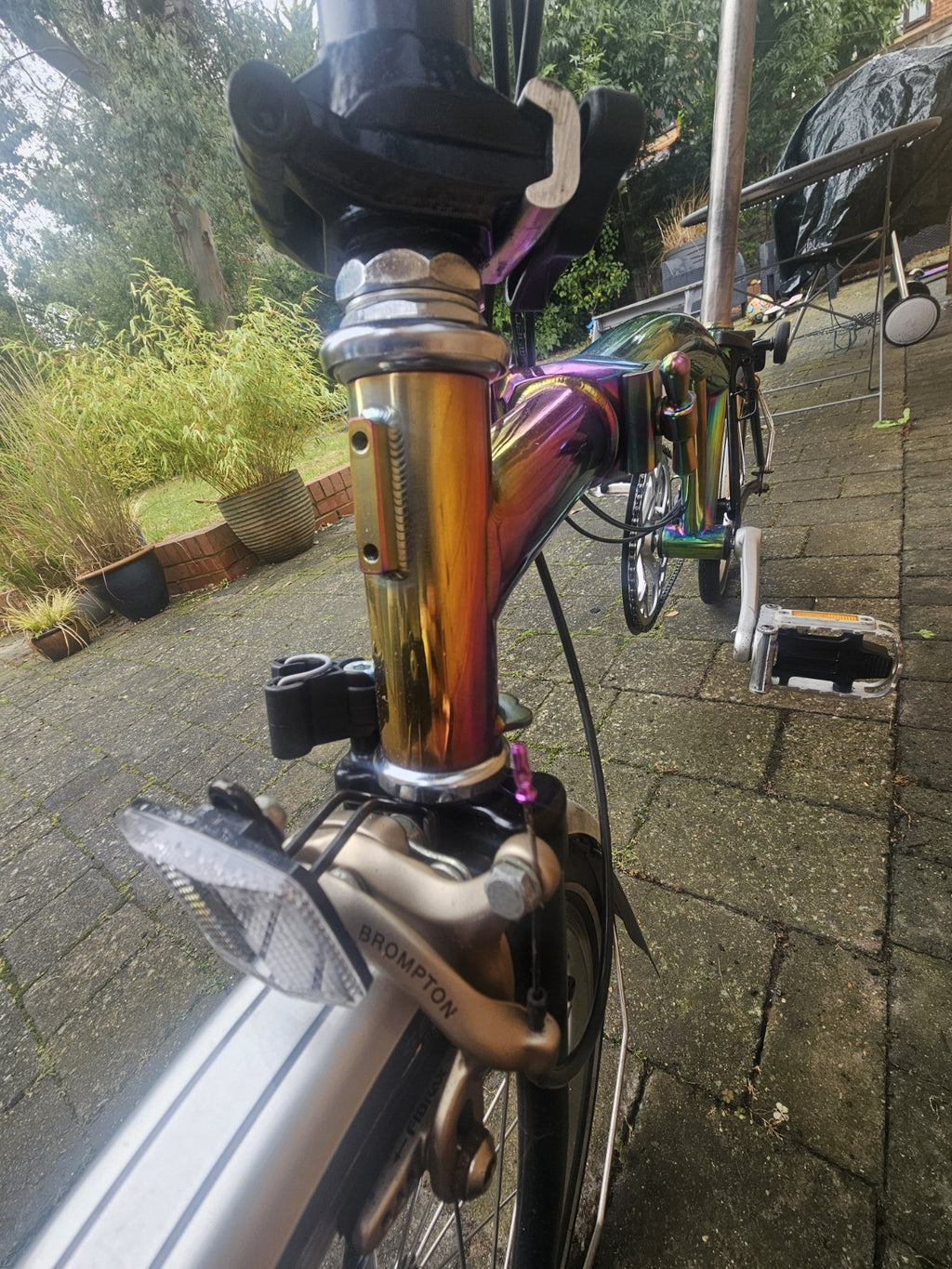 Brompton With Titanium Mainframe In Electroplated Rainbow