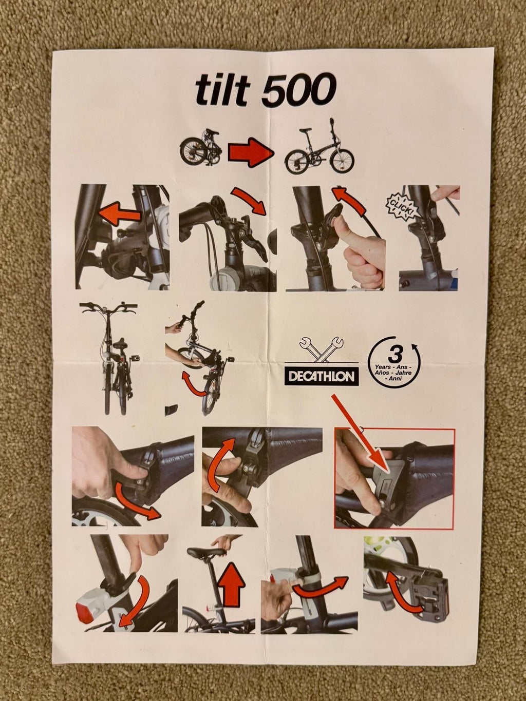 Oxylane Tilt 500 Folding Bike 6 Gears With Cover ,pump & Lock