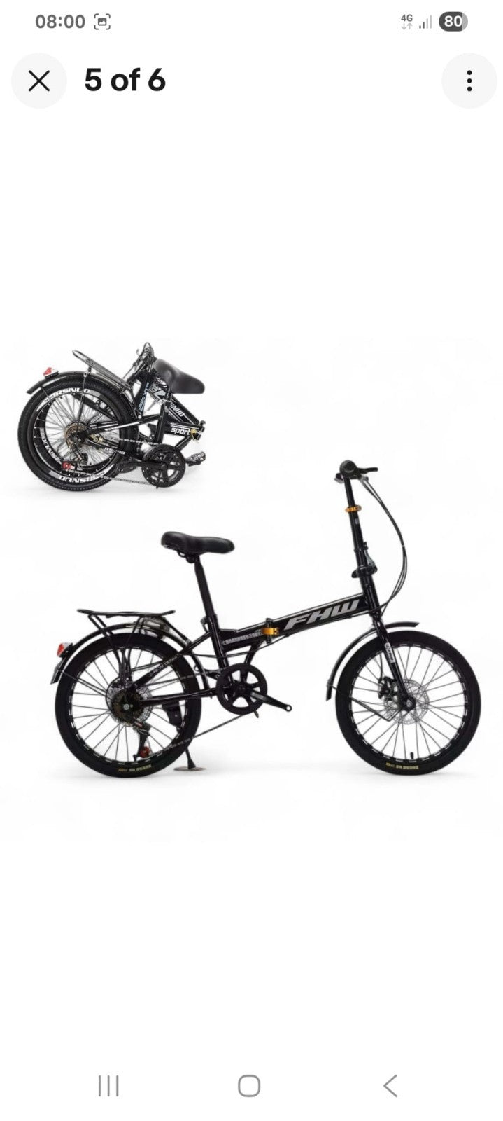 Folding Bicycle 20 Inch Bikes for Adults 7-Speed Variable Foldable City Bicycle