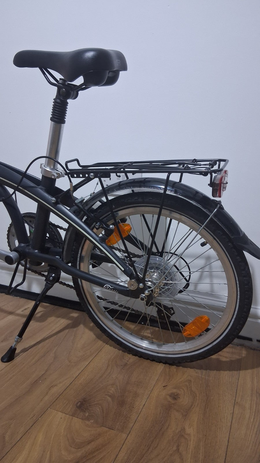 Denver Classic 001 Folding Bike 20in Black/Blue, LED Lights, Rack, Mudguards