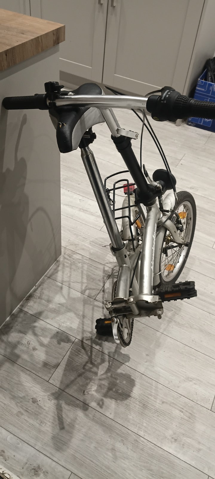 Silver Folding Bike 20in Wheels 1 Speed Rear Rack Mudguards Reflectors