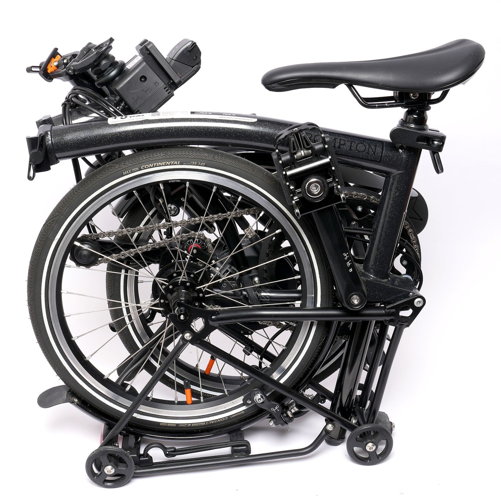 BROMPTON ELECTRIC P LINE 4 SPEED FOLDING BIKE IN BLACK SPARKLE