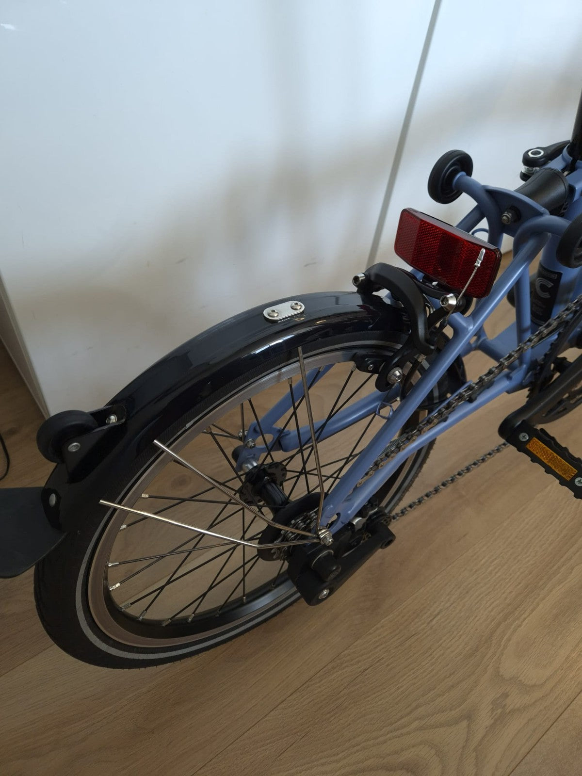 Brompton Folding Bike 16in Blue, Mudguards & Reflectors, Derailleur, Caliper