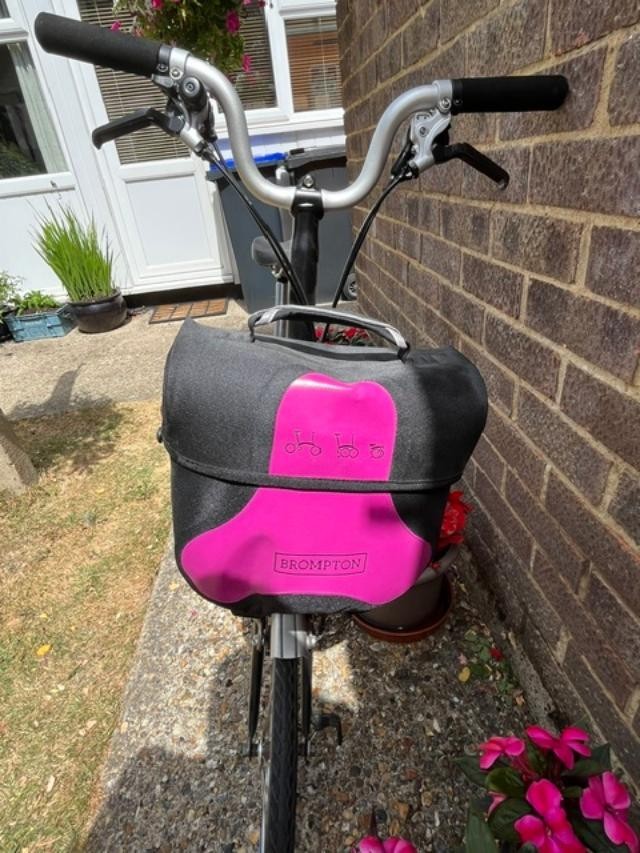 Hot Pink Vintage Brompton Folding Bike with Carry Bag on wheels Excellent
