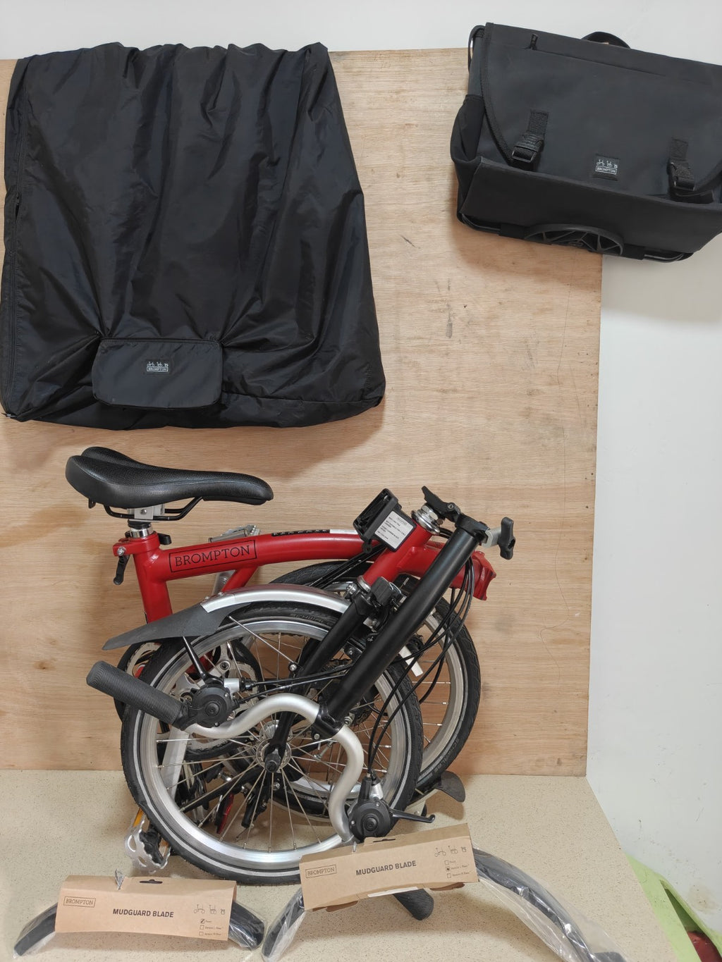 Brompton C Line folding bicycle 2022 Serial 2203020006 Red + Bags + Accessories