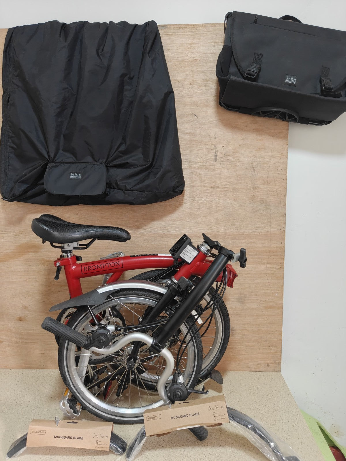 Brompton C Line folding bicycle 2022 Serial 2203020006 Red + Bags + Accessories