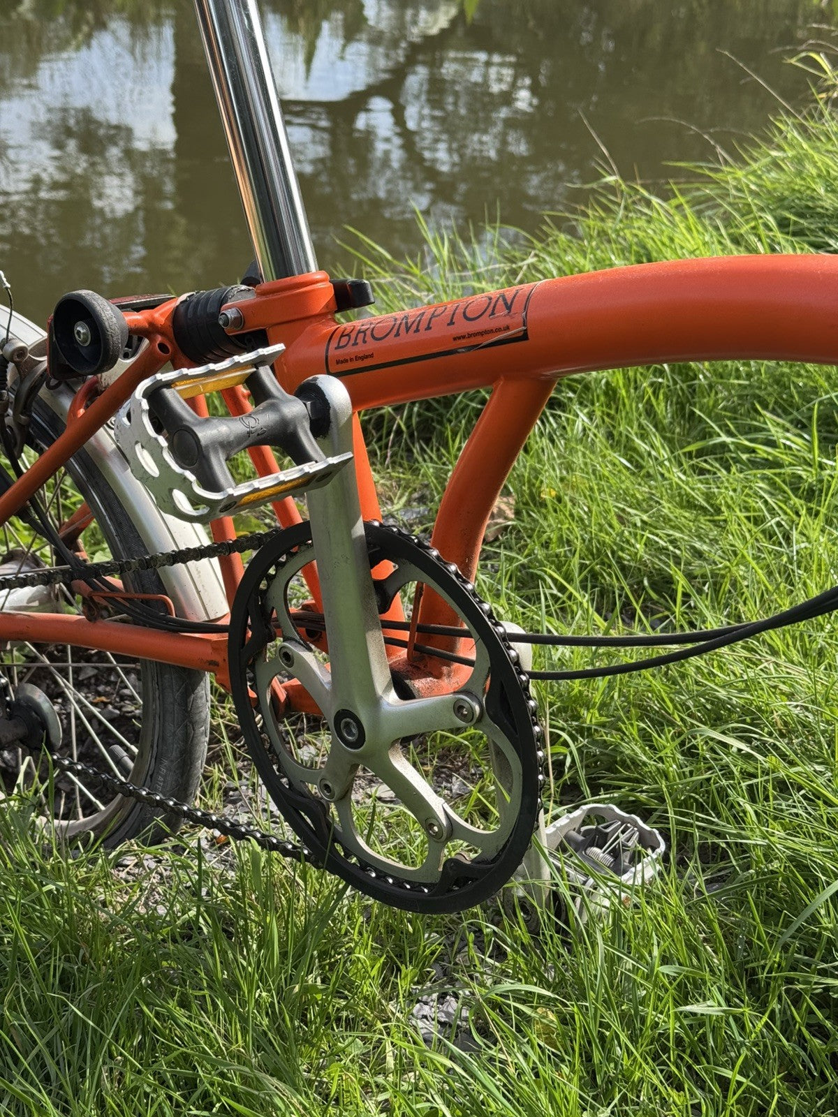 Brompton S3L Orange 3 Speed flat handlebars, Brooks Cambium Saddle