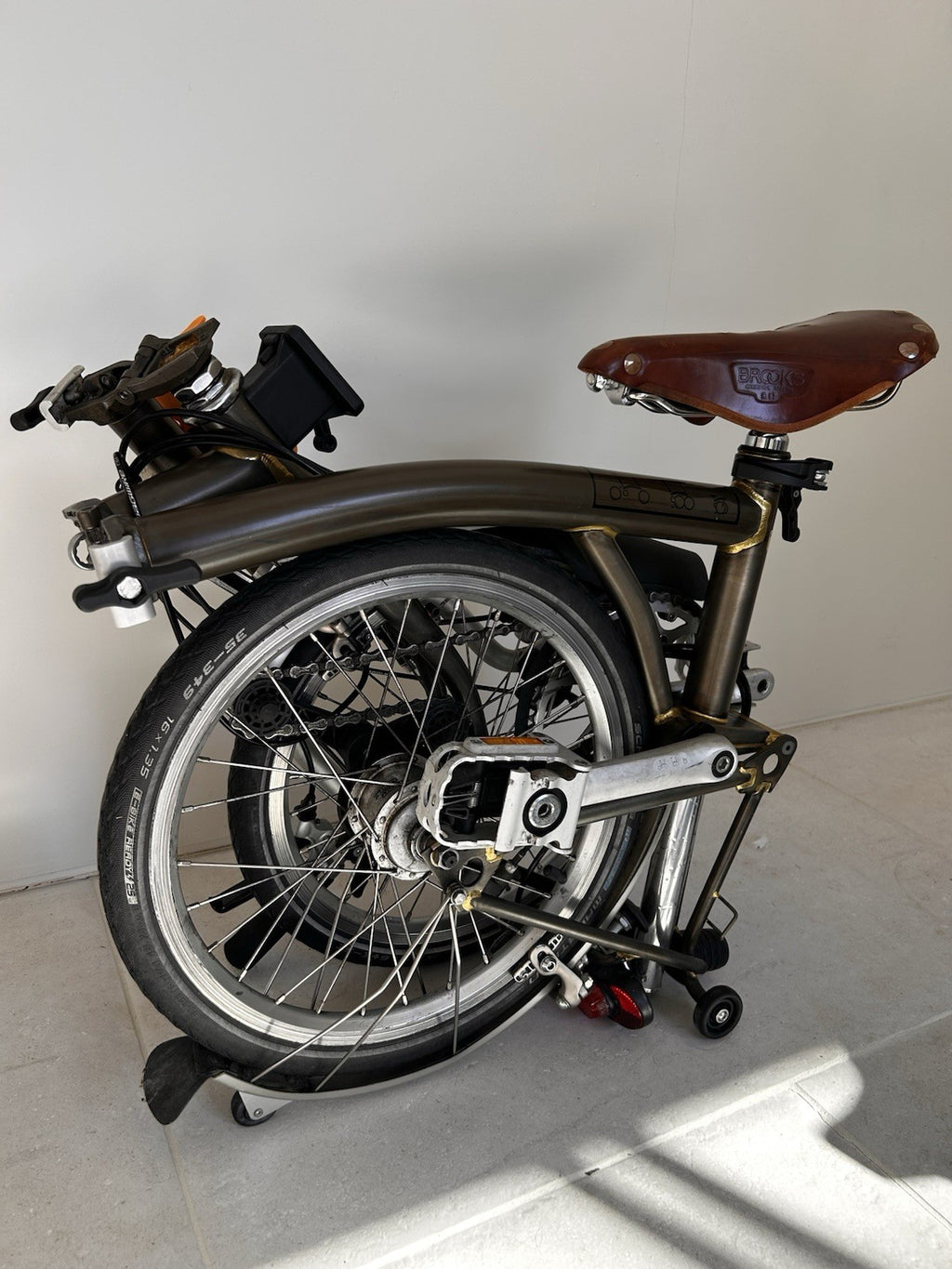 Brompton Folding Bike 6-Speed, Rare Raw Lacquer 2013 With Brompton L Front Bag