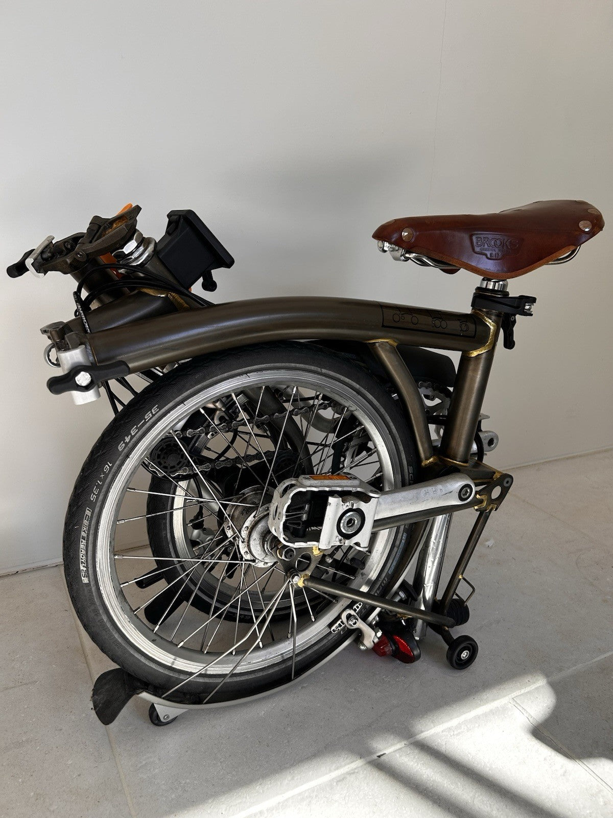 Brompton Folding Bike 6-Speed, Rare Raw Lacquer 2013 With Brompton L Front Bag